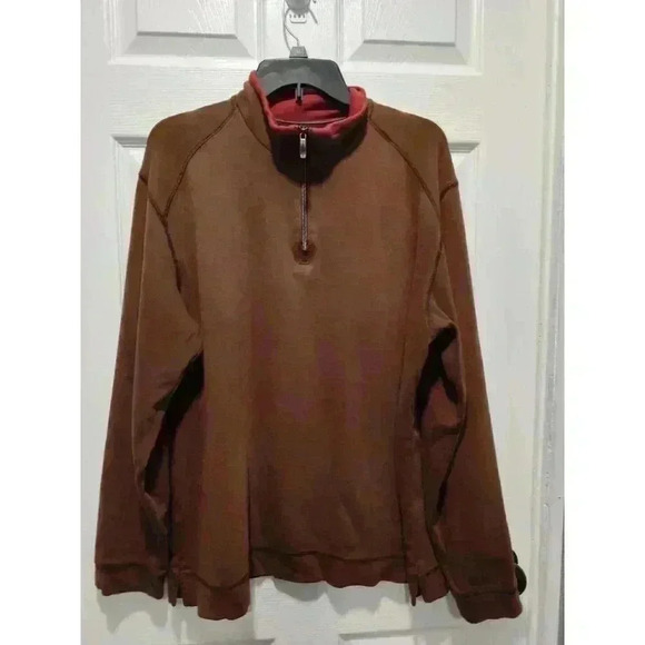 TOMMY BAHAMA Men’s 1/4 Zip Brown Pullover Sweater 100% Pima Cotton Size LARGE - Picture 9 of 9